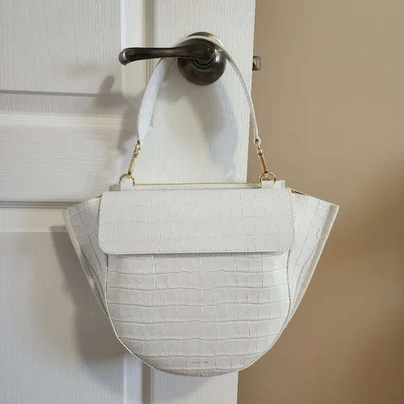 Crocodile embossed Hortensia handbag in optic white(excellent condition) - Picture 8 of 16